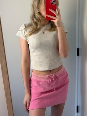 Y2k pink terry mini skirt